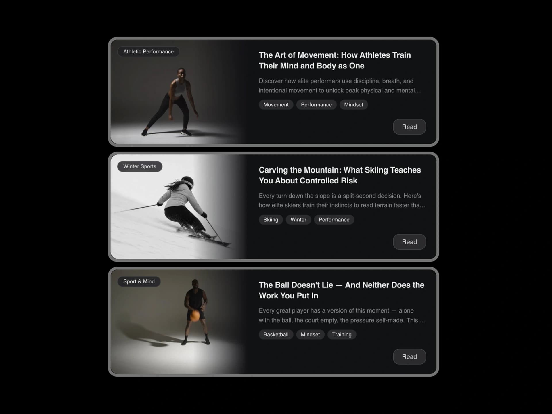 Horizontal Blog Cards